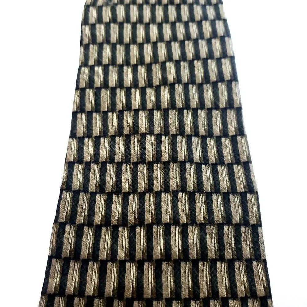 Haggar Collections Beige‎ Silk Tie Woven Long Geometric